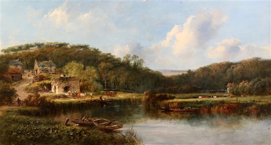 William Pitt (1855-1918) Norton Bridge, Devonshire, 26 x 50in.